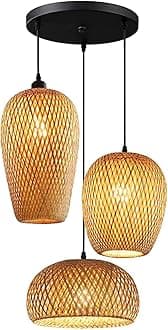 GWY Bamboo Lantern Pendant Lamp, Retro Japanese Style E27 Chandelier Hanging Light Ceiling Lighting Fixture for Living Room Bedroom Restaurant Cafe Teahouse Bar Dining Room Club