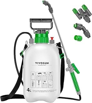 Lawn and Garden Pump Pressure Sprayer with 3 Water Nozzles, Pressure Relief Valve, Adjustable Shoulder Strap…