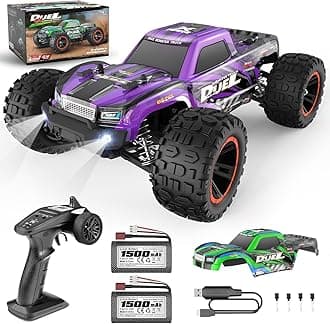 1:14 Scale RC Truck, 4WD Off-Road RC Car, Hobby Remote Control Car, 2.4GHz Electric Vehicle Up to 39km/h, IPX4 Waterproof, 2 Rechargeable Batteries + 2 Interchangeable Shells