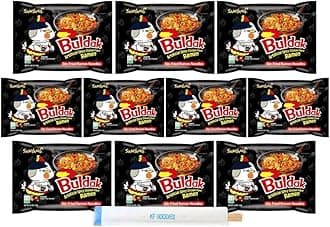 Samyang Buldak Hot Spicy Chicken Ramen Noodle Korean Stir-Fried Ramen, Original Flavor (10 Pack)