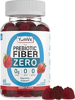 YumVs Sugar Free Fiber Gummies for Adults – 4g Prebiotic Fiber Supplement Gummies for Gut & Digestive Health – Keto Friendly, Vegan, Gluten Free, Non-GMO – Great Tasting Berry Flavor – 60 Count