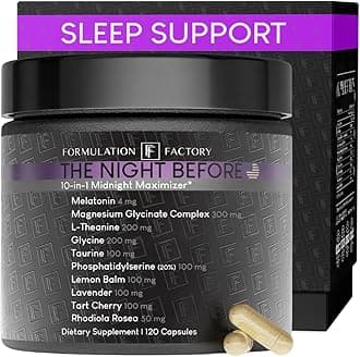 The Night Before 10-in-1 Midnight Maximizer Sleep Aid, Stress Relief, Cognition, Relaxation, Recovery, Focus, Magnesium Glycinate, L-Theanine & More, (120 Capsules – 2 Month Supply)