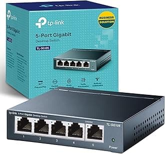 TP-Link TL-SG105 5-Port Gigabit Ethernet Splitter Switch, 5 RJ45 Metal Ports 10/100/1000 Mbps Network Switch, Desktop/Wall-Mount, IGMP Snooping, Extend Wired Network for Home Offices, Steel Case