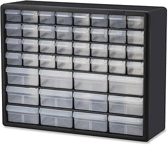10144, 44 Drawer Plastic Parts Storage Hardware and Craft Cabinet, 20-Inch W x 6.37-Inch D x 15.81-Inch H, Black