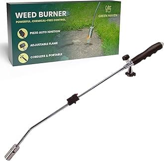GREEN HAVEN Weed Burner - Auto Ignition, Adjustable Flame Butane Weed Burner, Flame Thrower for Weeds Wand Burner for Driveways & Patios