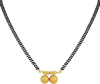MEENAZ jewellery's Traditional Temple Forming One Gram Gold Long Maharashtrian Wati Mangal sutra Set Tanmaniya Black Vati Mangalsutra For Women double chain golden 30 inch - MS-M950