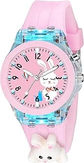 Cute Cartoon Multi Color Lights Rubber Strap Kids Analog Watch for Girls (Rebit)