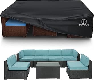 STARTWO Patio Furniture Covers Waterproof,Heavy Duty 7-12 Seats Outdoor Furniture Set Cover for Sectional Sofa and Table Chairs, 98"x98"x28", Black