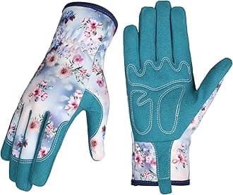Bamllum Leather Gardening Gloves for Women - Working Gloves for Weeding, Digging, Planting, Raking and Pruning
