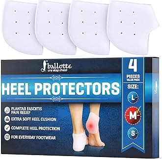 Ballotte Premium Silicone Heel Protectors | Gel Heel Pads/Silicone Socks for Women & Men - Pain Relief for Cracked Heel | Blister Prevention Heel Cups/Cushions for Plantar Fasciitis (Medium (4 Pack))