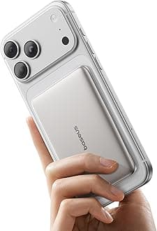 Baseus Picogo Power Bank, 0.3" Ultra Slim 5000mAh MagSafe Portable Charger, Card-Size Magnetic Battery Pack with USB-C Braided Cable, Alloy Wireless Charger for iPhone 17 Pro Max/17 Air/16/15/14/13/12