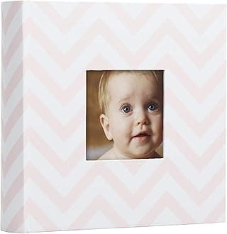 Pearhead Baby Photo Album, Baby Shower Gift, Pink Chevron