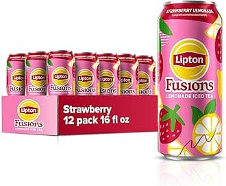 Lipton Fusions, Strawberry Lemonade & Iced Tea, 16 Fl Oz Cans (Pack of 12)