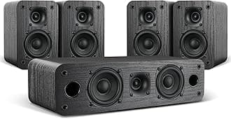 5.0 Home Theater System, 100w HiFi Surround Sound Speakers with Stereo Surround Sound and Classic Rretro Wood Grain for TV/PC, Passive, Amplifier or Receiver Required, Cable Not Included