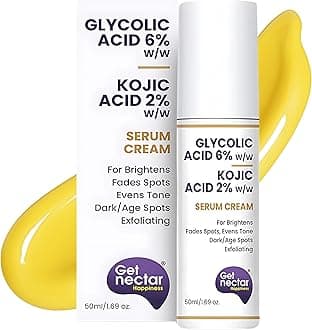 6% Glycolic & 2% Kojic Acid Serum Cream Helps Reduce Pigmentation, Acne Scars, Dark, Age Spots, Blemishes & Uneven Skin Tone. Promotes a Brighter, Smoother-Looking Complexion 50ml