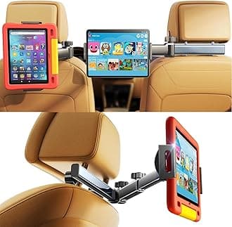 【2025 New Model・Central 2-Person Exclusive】LISEN Car Tablet Holder Rear Seat Extendable Arm Headrest Holder Anti-Slip Car Holder Stand Car Headrest Tablet Stand Car 360° Rotatable Car Accessory