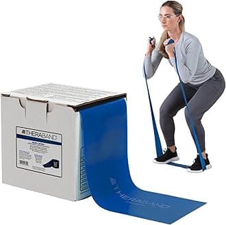 THERABAND Resistance Band 25 Yard Roll, Extra Heavy Blue Non-Latex Professional Elastic Bands For Upper & Lower Body Exercise, Physical Therapy, Pilates, Rehab, Dispenser Box, Level 5