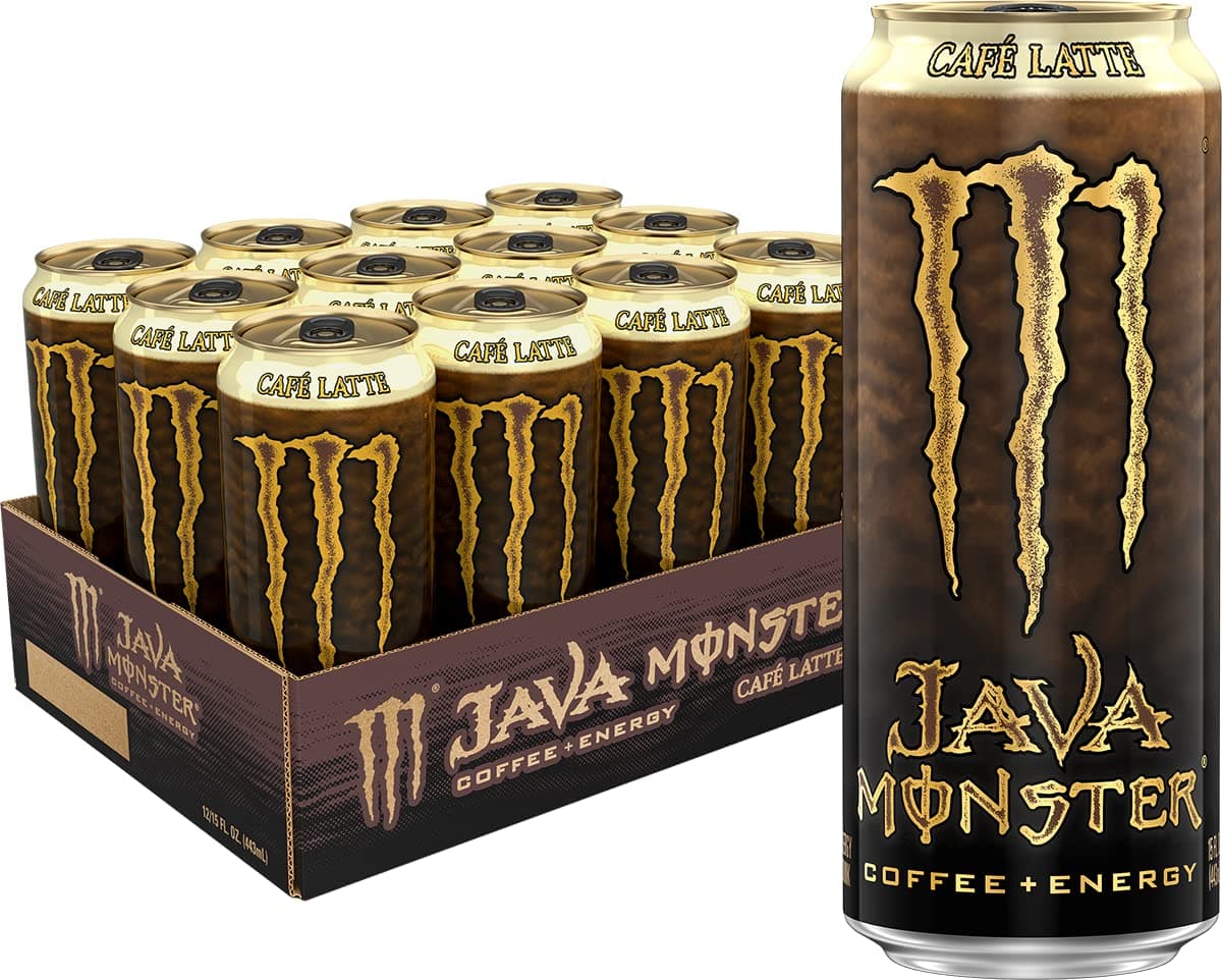 Monster Energy Java Café Latte, Coffee + Energy Drink, 15 Ounce (Pack of 12)