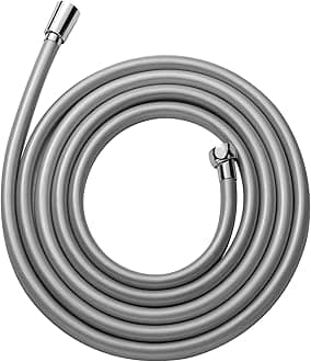 Ultra-Flex Shower Hose, 198 in Premium RV PVC Handheld Shower Head Hose Flex Hoses Extension with Brass Insert and Nut for Bathing Pet Bathing, Silver Gray