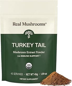 Turkey Tail Mushroom Powder – Organic Mushroom Extract for Daily Wellness Gut Harmony, & Energy Support with Beta Glucans – Vegan, Non-GMO, 45 Servings Functional Supplement