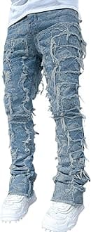 GenericMen's Light Wash Slim Straight Stretch Denim Jeans 70s Disco Relaxed Fit Work Bottom Jeans for Men