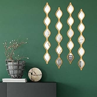 Qunclay Teardrop Mirror Wall Art Decorative Mirror Wall Decor Long Narrow Hanging Art for Apartment Living Room Bathroom Bedroom Entryway(Gold,4 Pcs)