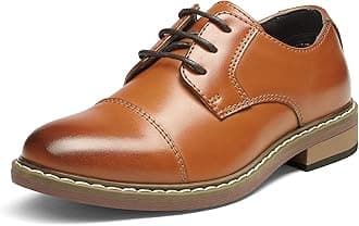 Comfy School Shoes for Boys Derby Kids/Gentle Men Lace-Up Classic Oxfords for Wedding Party Dress Up and Church