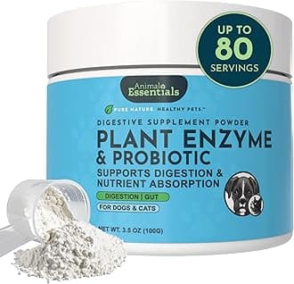 Animal Essentials Plant Enzyme & Probiotics - Probiotics & Digestive Enzymes for Dogs & Cats, Natural Daily Gut & Digestion Support Supplement for Pets, Plant Based - 3.5 Oz