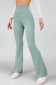 DHRUVI TRENDZ Women Lycra High Waist Ribbed Flared Pants | Stretchable Bell Bottom Bootcut Trousers for Women | Slim Fit Casual Yoga Gym Lounge Wear Palazzo Pants for Girls
