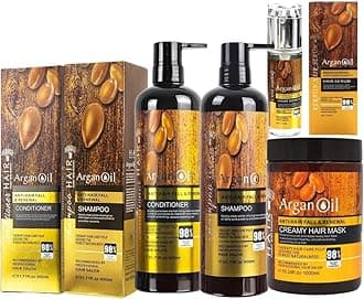 NIKITA.VIVI 4Pcs Moroccan Argan Oil Shampoo and Conditioner Set with Hair Serum and Creamy Hair Mask, Argan Oil Anti Hairs Fall & Renewal Hairs Set, 98% Repair Damaged Hairr with Argans Oil
