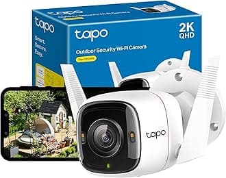TP-Link Tapo 2K QHD Outdoor Security Camera, IP66 Weatherproof, Motion Detection, Starlight, Built-in Siren, 4MP, Colour Night Vision, Cloud&SD Card Storage, Works with Alexa&Google Home (Tapo C320WS)