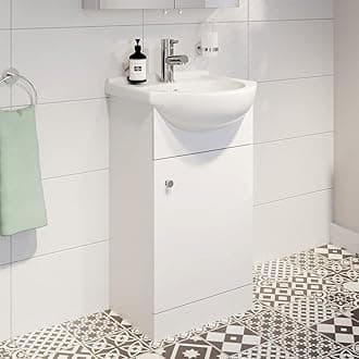 Aurora Bathroom Basin Sink Vanity Unit Single Tap Hole Floor Standing 450mm Matte White