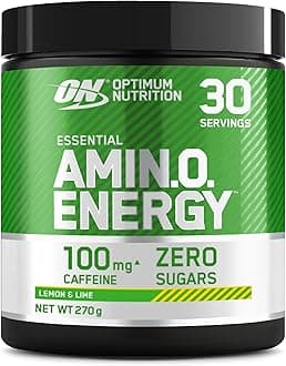 Amino Energy Pre Workout Powder, Energy Drink with Amino Acids, BCAA, L-Glutamine and L-Leucine, Food Supplement with Vitamin C and Caffeine, Lemon Lime Flavour, 30 Servings, 270 g