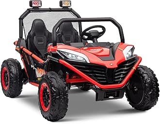 OTTARO 24V 4WD 10 AH Ride on Car Truck, 2 Seater Electric Car UTV for Kids with Metal Frame, Remote Control, Bluetooth-Red