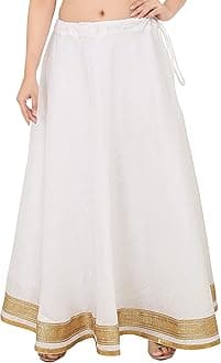 Studio ShringaarWomen's Readymade Lehenga Skirt with Golden Zari Borders