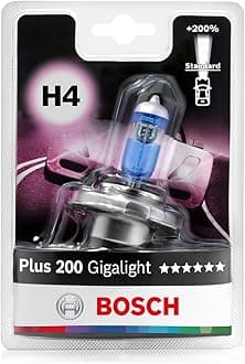 Bosch H4 (472) Plus 200 Gigalight Halogen Headlight Bulb, 12 V 60/55 W, 200% more Light - Socket Type P43t - 1 Replacement Car Light Bulb