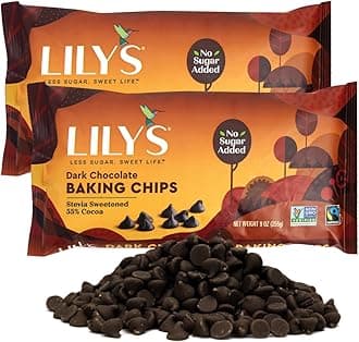 Sugar-Free Dark Chocolate Chips for Baking, 2 Bags of Lily's Baking Chips 9oz Each, Delicious Baking Chips Without the Sugar, Perfect Dark Chocolate Chips for Keto and Diabetic-Friendly Recipes