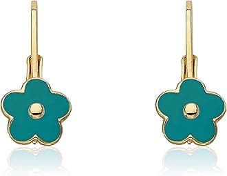 Kids Earrings - 14k Gold Plated Flower Leverback Earrings-Hypoallergenic and Nickel Free For Sensitive Ears