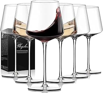 Physkoa Wine Glasses Set 6-15oz-LeadFree White Wine Glass with Long Stem,Clear Stemmed Wine Glasses【HandBlown Glassware】 Crystal Wine Gifts for Women Birthday Wedding