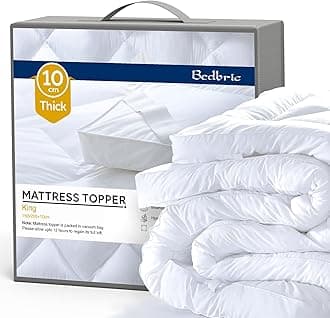 Mattress Topper Kingsize Bed (Pack of 2) - 4 Inches Thick Soft & Fluffy Quilted King Size Mattress Toppers - Hypoallergenic Toppers with Elastic Straps