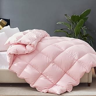 Cosybay Queen Size Feather Down Fiber Comforter Ultra Fluffy Duvet Insert, All Season Cotton Cover Luxury Hotel Bed Comforter with Corner Tabs，Pink 90x90 Inch