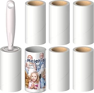 MELERIO Lint Rollers 5 Refills Full 420 Sheets with Protective Cover,1 handle with 6 Extra Sticky Lint Roller Set for Clothes, Sofa, Bed and Carpet, Lint Roller for Pet hair, Cat Hair, Dog Hair, Dust