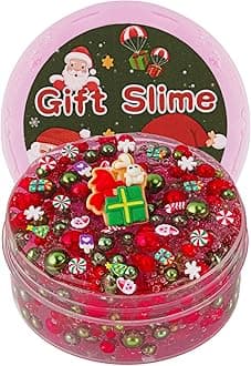 Christmas Stocking Stuffers for Kids - Green & Red Pearl Bead Slime, Good Stretchy & Non-Sticky Crunchy Slime Sensory Toys for Girls & Boys Gifts