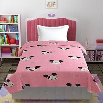 DECOMIZER 150 GSM Glace Cotton Kids Single Bed 250 TC Reversible Comforter/AC Blanket for Winter/Quilts/Duvet - Pink