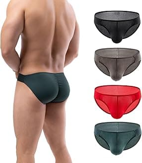 Summer Code Mens Bikini Briefs Soft Breathable Bulge Pouch Underwear Micro Mesh Panties Scrunch Butt Underpants