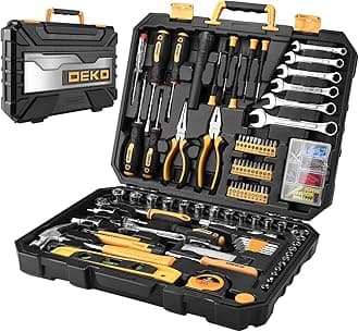 DEKOPRO 208 Piece Tool Set,General Household Hand Tool Kit with Plastic Toolbox Storage Case