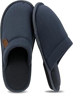 WALKFUN Comfortable House Slippers for Men Full Toe Comfortable Indoor Slip on Warm Slides Sandals with Memory Foam for Bedroom,Indoor Home