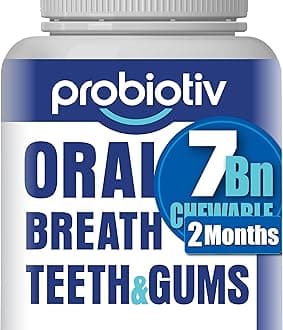 Oral Probiotics for Mouth Bad Breath 7 Billion CFU - Chewable Dental Probiotics for Teeth & Gums, Fresh Breath Freshener, Supports Oral Microbiome & Healthy Mouth