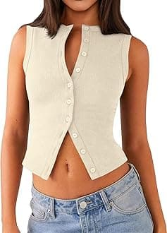 Womens Going Out Tops Summer Spring Ribbed Tank Sexy Crop Cute Y2K Button Down T Shirts Fashion Clothes 2026