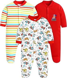 100% Cotton Rompers Sleepsuits Jumpsuit Night Suits for Infants Newborn Baby Boys & Girls